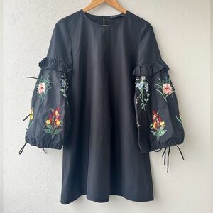 Zara | Floral Embroidered Poplin Dress